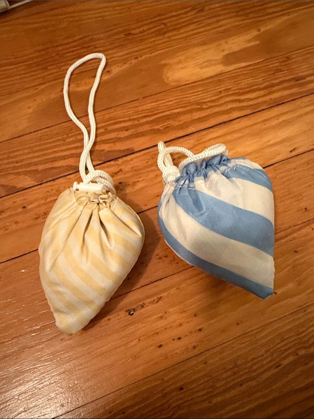 Stoney Clover Lane SCL Lot Yellow and Blue Striped Drawstring Reusable Totes Duo